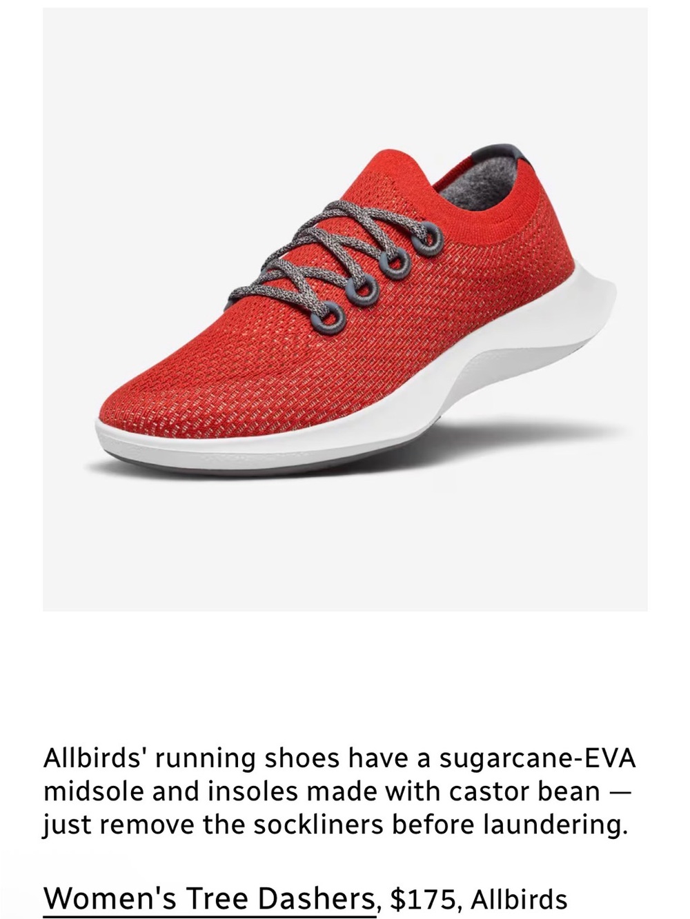 allbirds Women's Tree Dashers in Red with Gray Accents